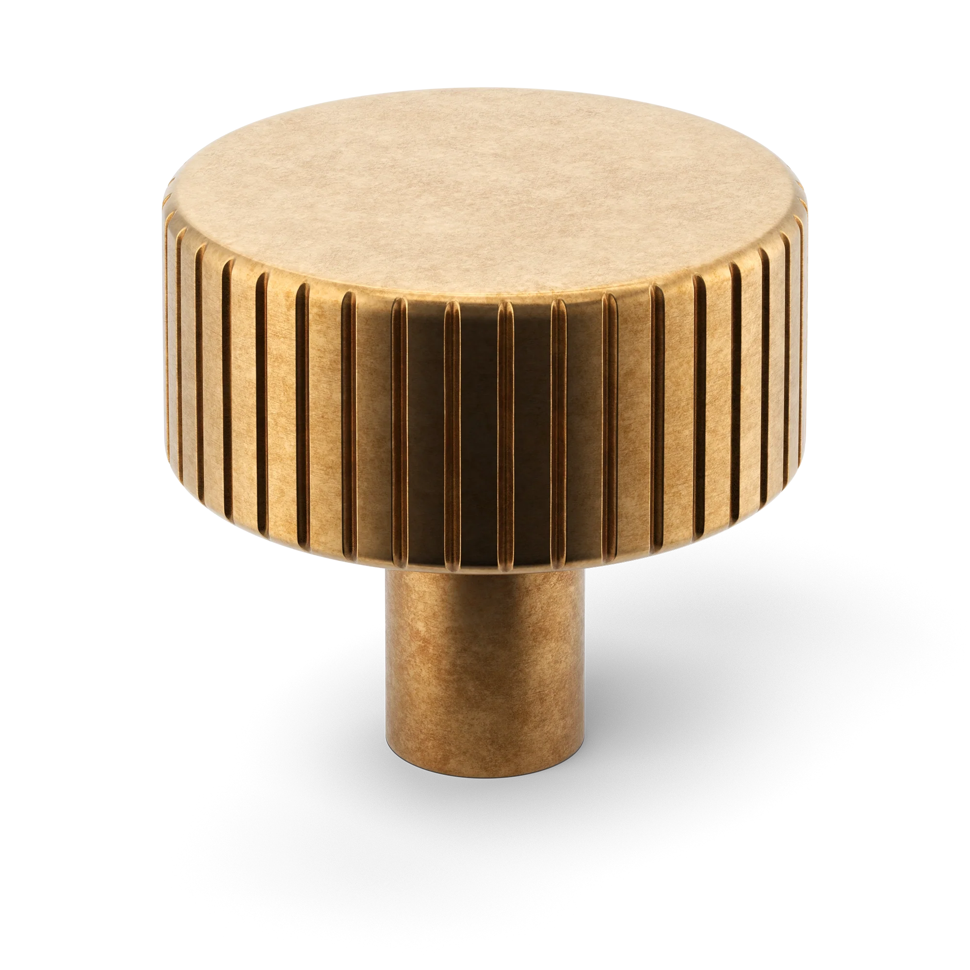 Armac Martin MIX Straight Knurled Cabinet Knob in 32mm / Burnished Brass