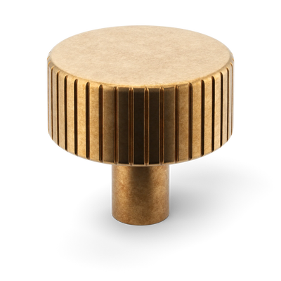 Armac Martin MIX Straight Knurled Cabinet Knob in 32mm / Burnished Brass
