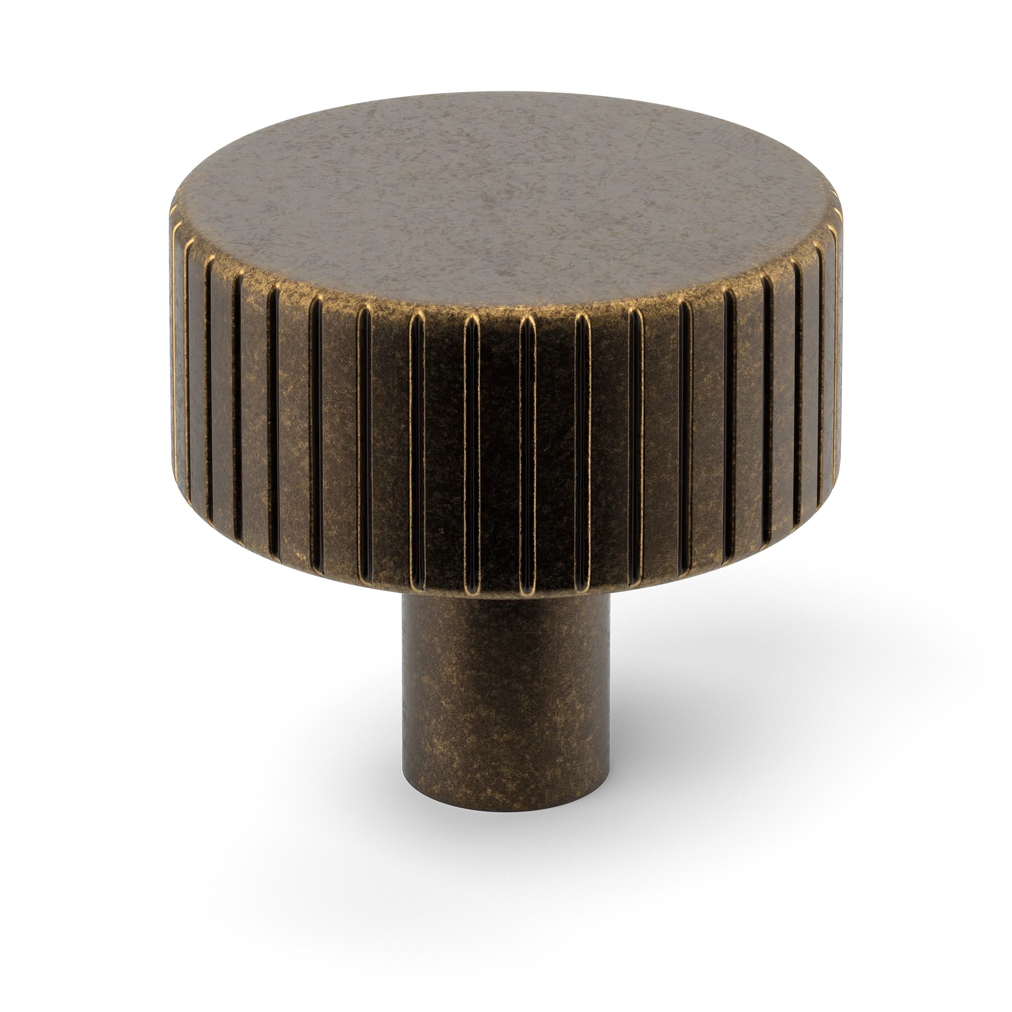 Armac Martin MIX Straight Knurled Cabinet Knob in 32mm / Dark Aged Brass