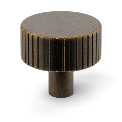 Armac Martin MIX Straight Knurled Cabinet Knob in 32mm / Dark Aged Brass
