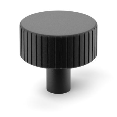 Armac Martin MIX Straight Knurled Cabinet Knob in 32mm / Matt Black Lacquered