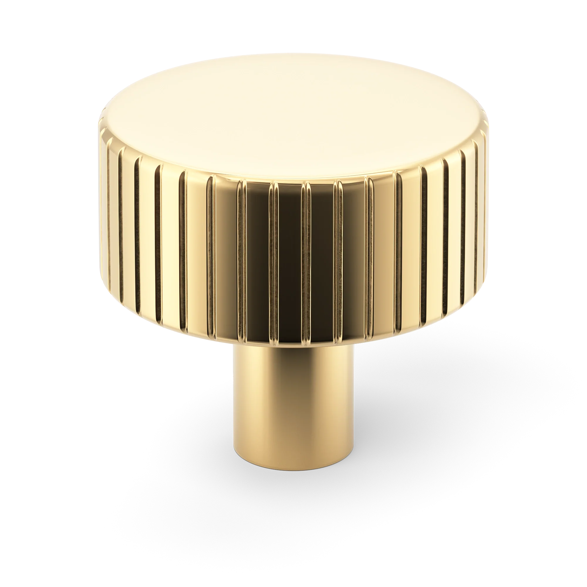 Armac Martin MIX Straight Knurled Cabinet Knob in 32mm / Polished Brass Unlacquered