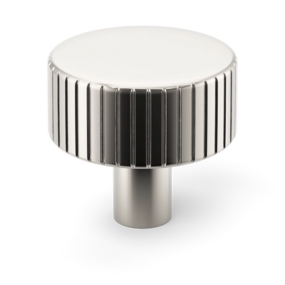 Armac Martin MIX Straight Knurled Cabinet Knob in 32mm / Polished Nickel Plate