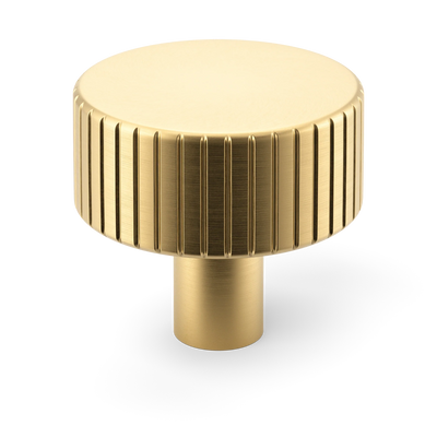 Armac Martin MIX Straight Knurled Cabinet Knob in 32mm / Satin Brass Lacquered