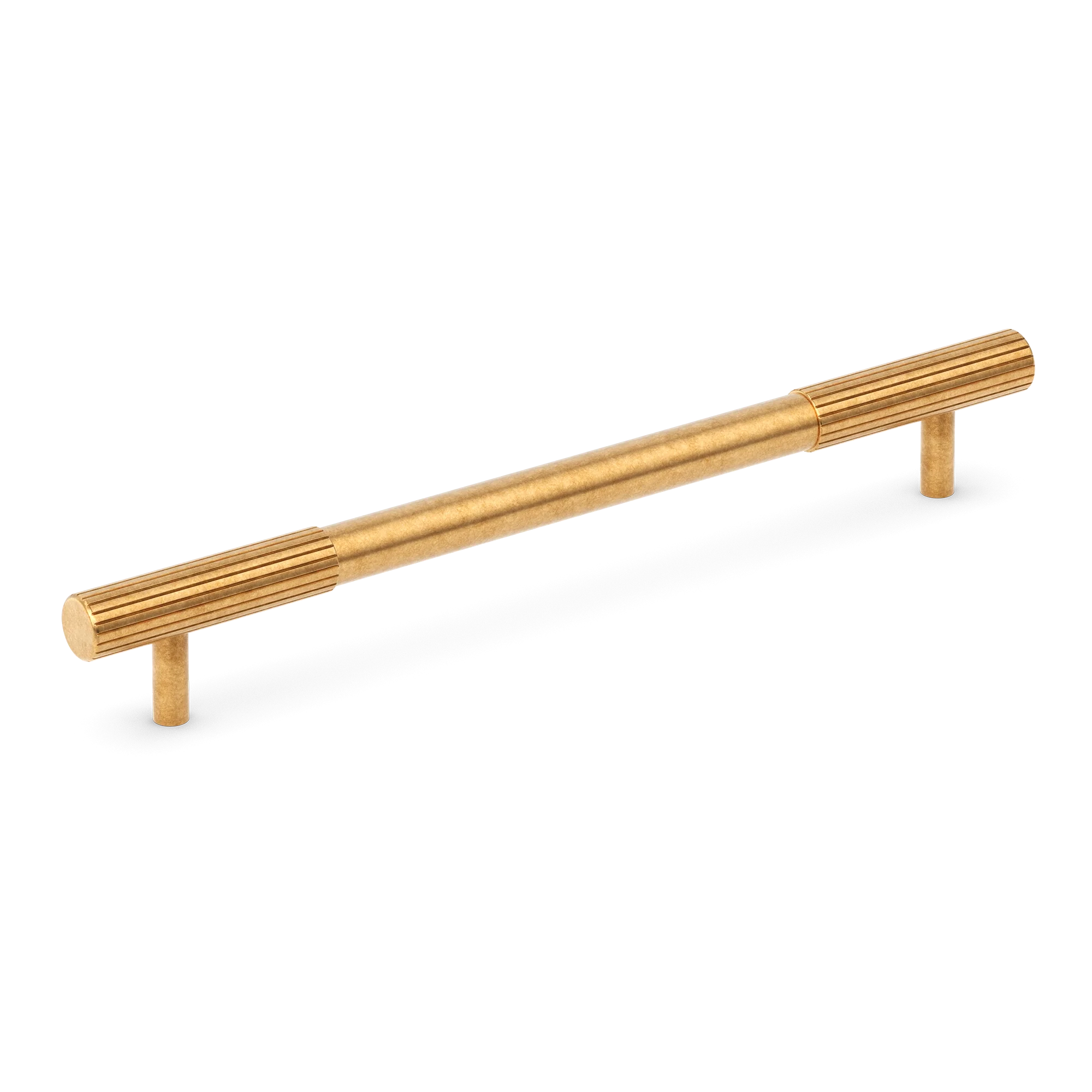 Armac Martin MIX Straight Knurled Cabinet Handle in 128mm / Burnished Brass