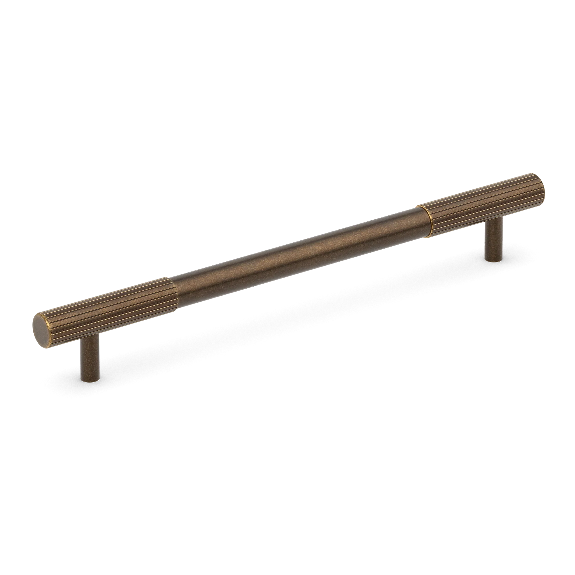 Armac Martin MIX Straight Knurled Cabinet Handle in 128mm / Dark Aged Brass