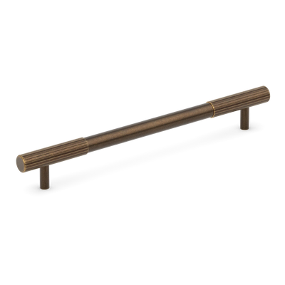 Armac Martin MIX Straight Knurled Cabinet Handle in 128mm / Dark Aged Brass