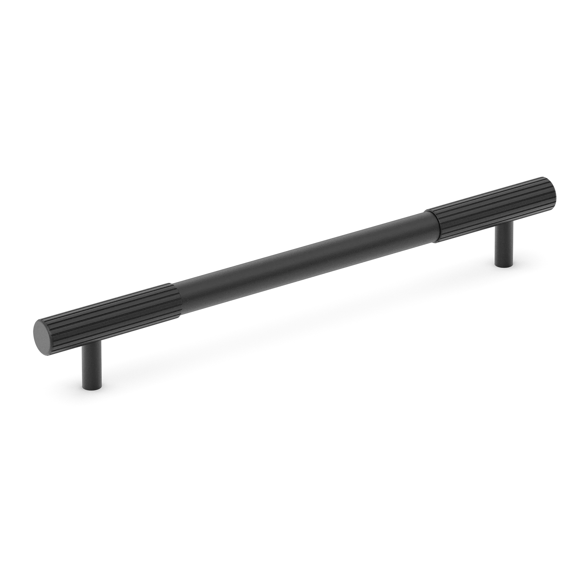 Armac Martin MIX Straight Knurled Cabinet Handle in 128mm / Matt Black Lacquered