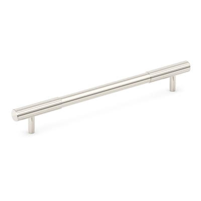 Armac Martin MIX Straight Knurled Cabinet Handle in 128mm / Polished Nickel Plate