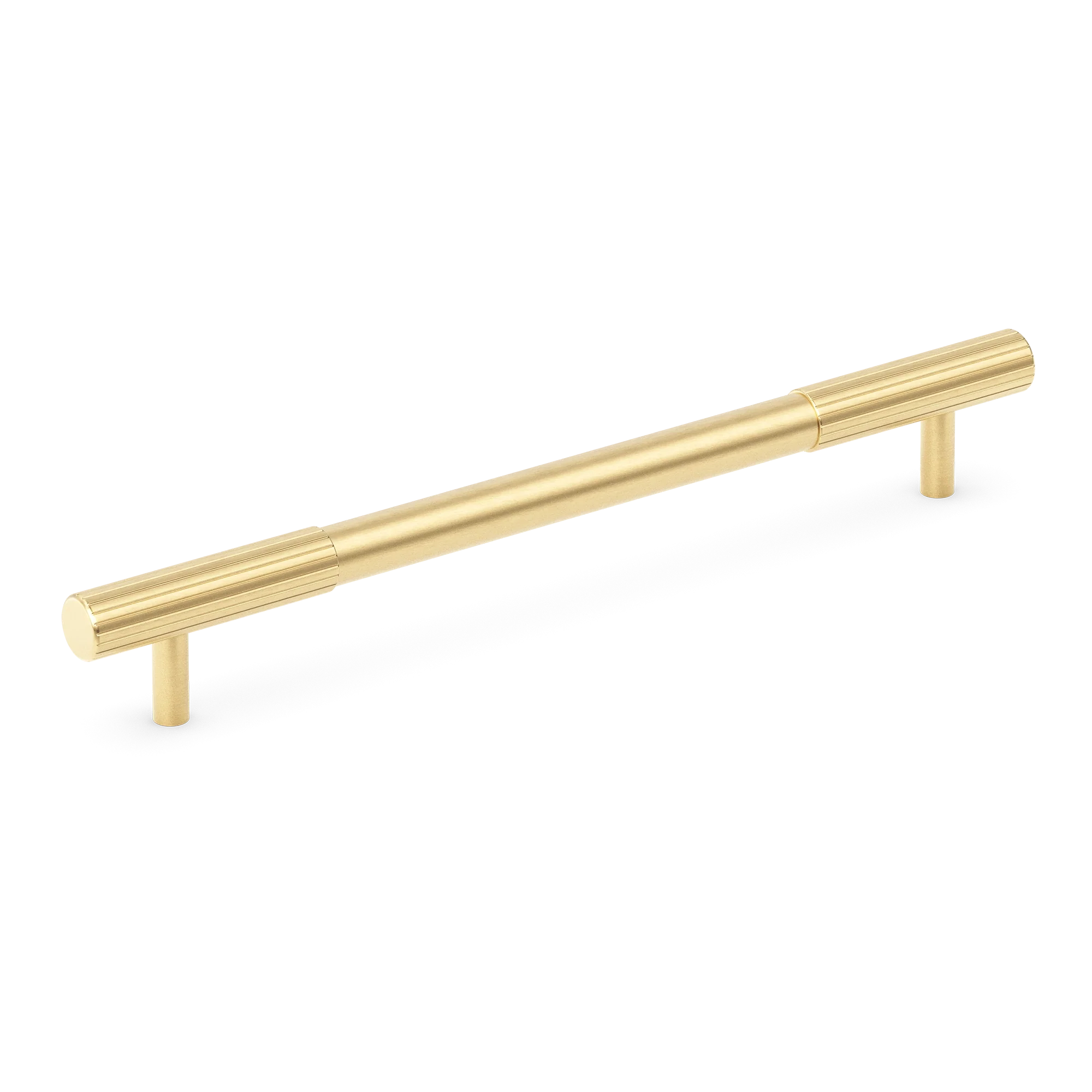 Armac Martin MIX Straight Knurled Cabinet Handle in 128mm / Satin Brass Lacquered