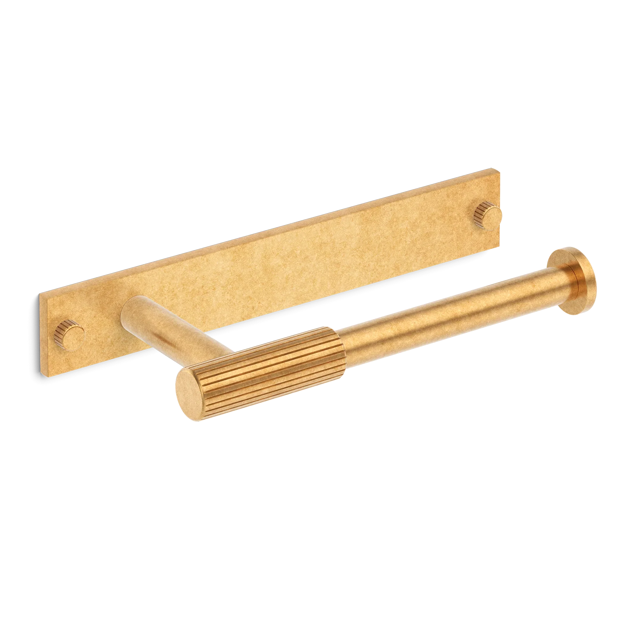 Armac Martin MIX Straight Knurled Toilet Roll Holder & Backplate in 232mm / Burnished Brass