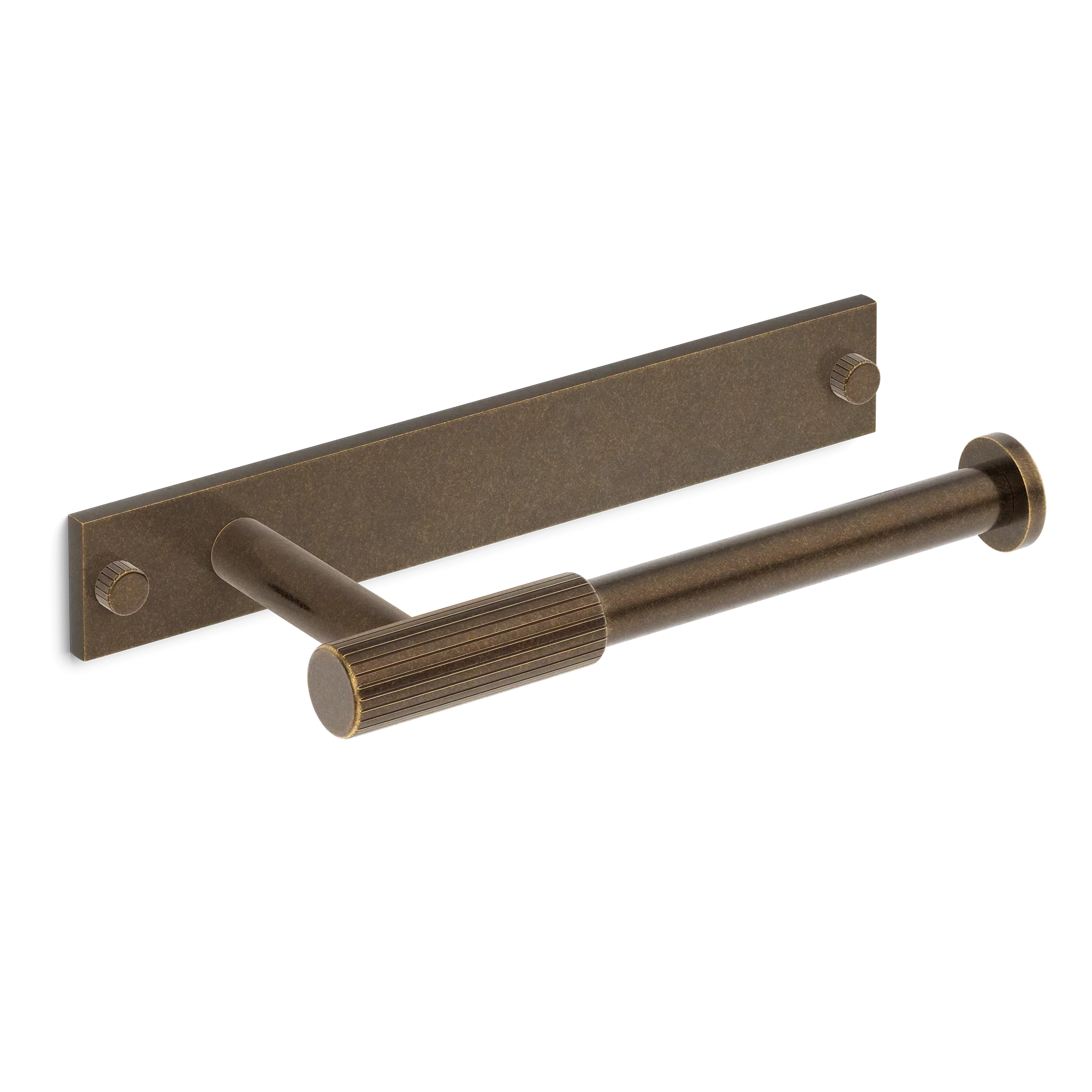 Armac Martin MIX Straight Knurled Toilet Roll Holder & Backplate in 232mm / Dark Aged Brass