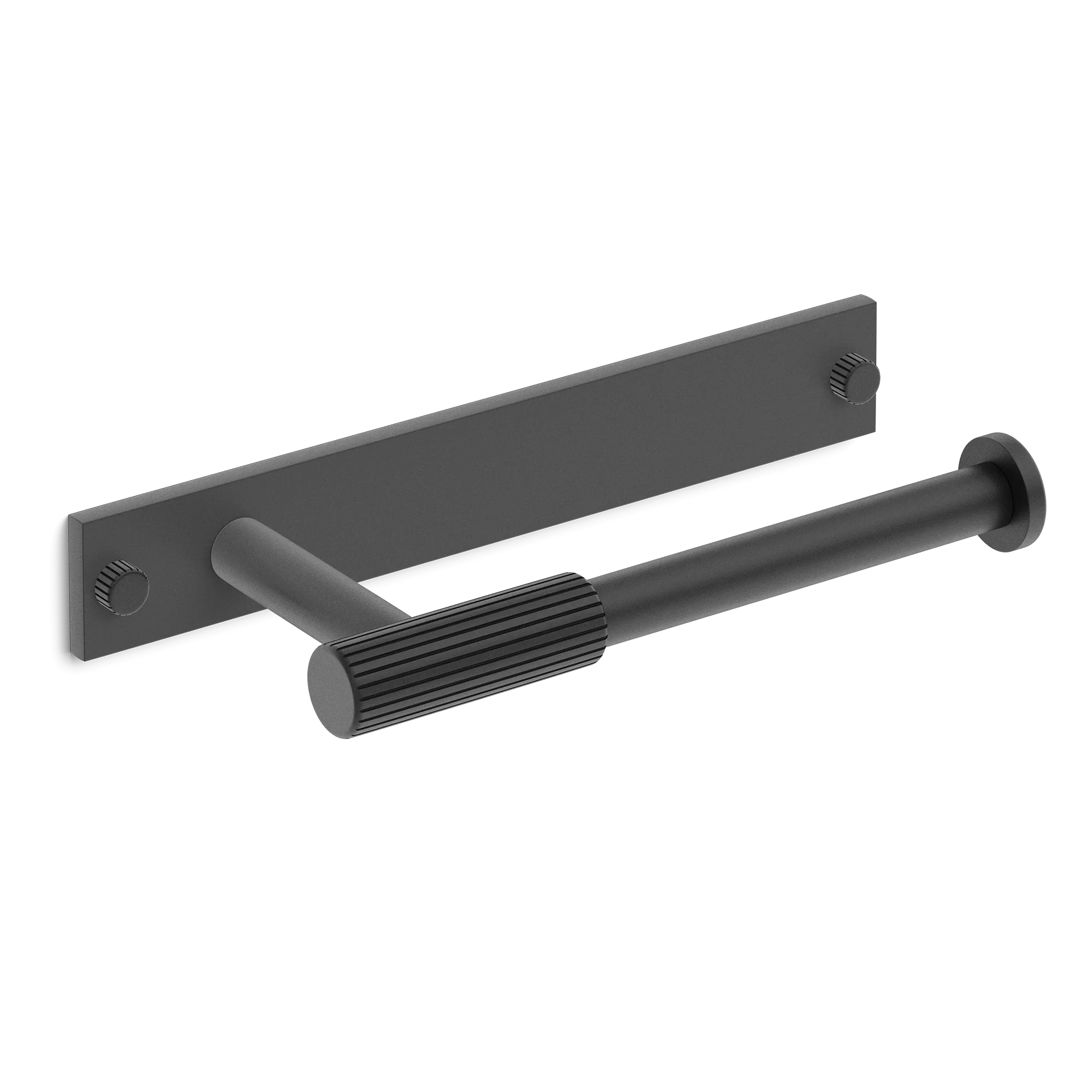 Armac Martin MIX Straight Knurled Toilet Roll Holder & Backplate in 232mm / Matt Black Lacquered
