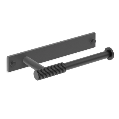 Armac Martin MIX Straight Knurled Toilet Roll Holder & Backplate in 232mm / Matt Black Lacquered