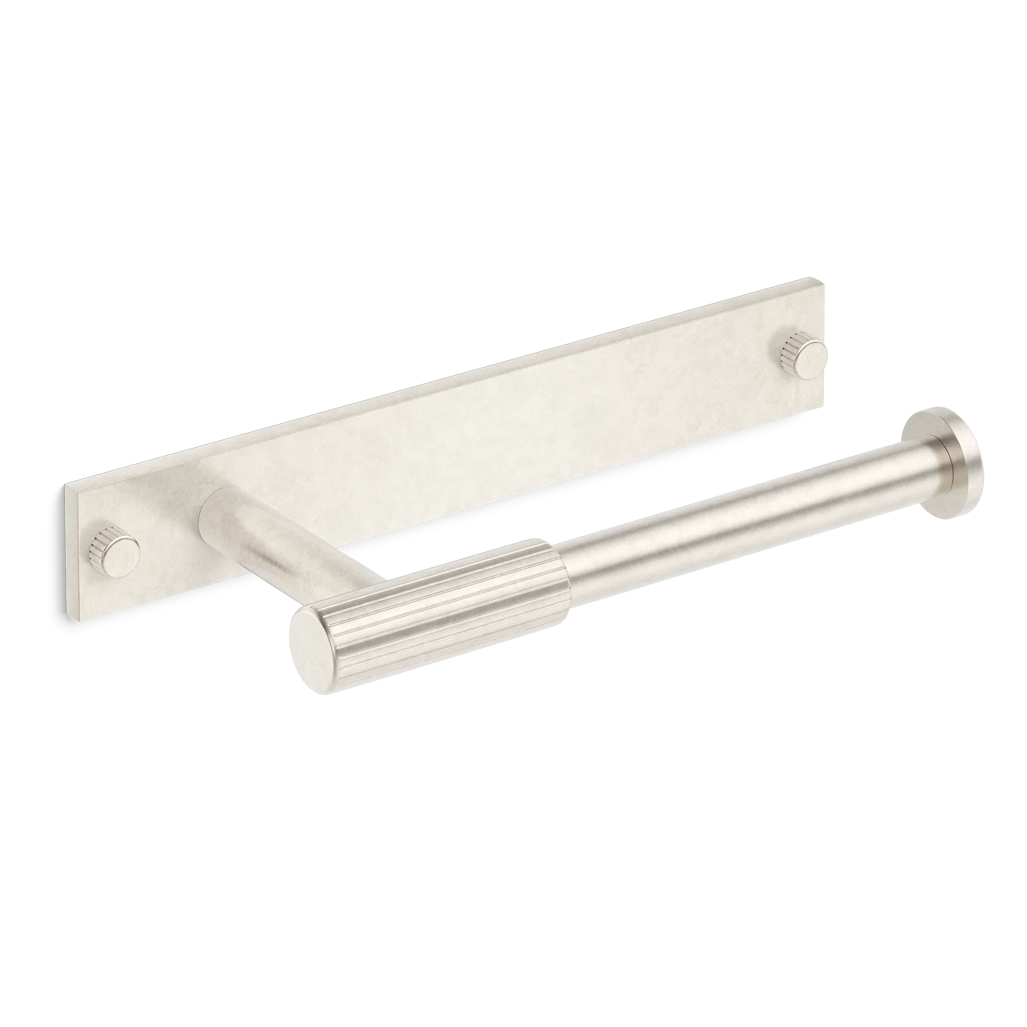 Armac Martin MIX Straight Knurled Toilet Roll Holder & Backplate in 232mm / Barrelled Nickel Plate
