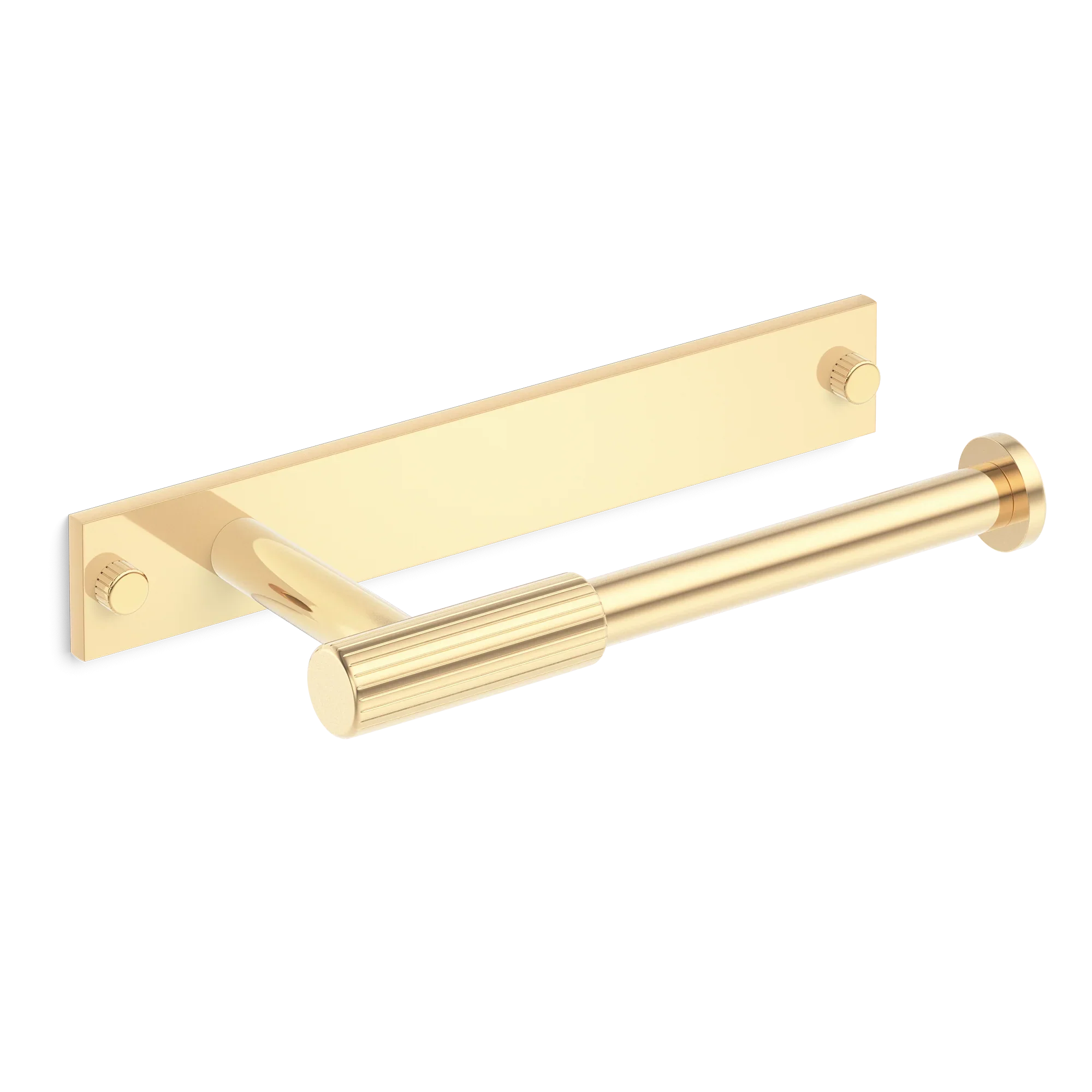Armac Martin MIX Straight Knurled Toilet Roll Holder & Backplate in 232mm / Polished Brass Unlacquered