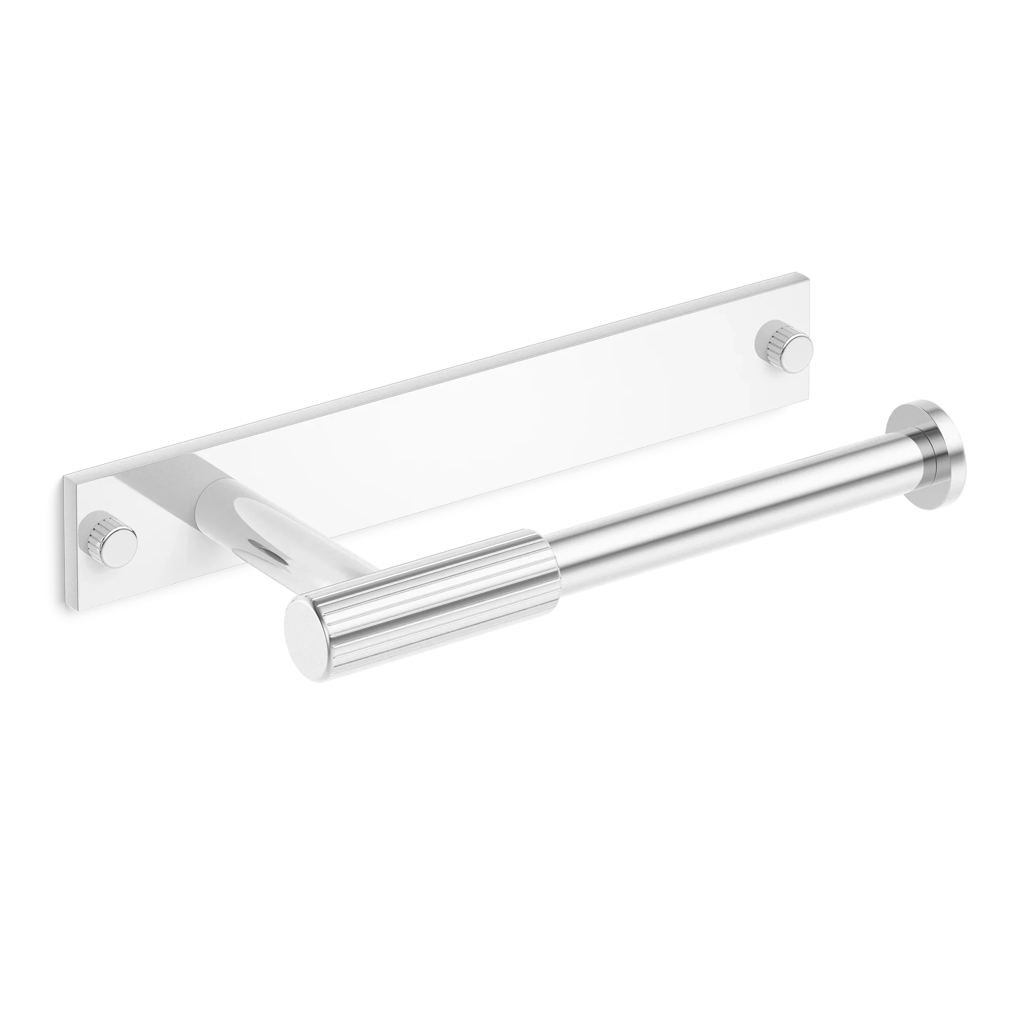 Armac Martin MIX Straight Knurled Toilet Roll Holder & Backplate in 232mm / Polished Chrome Plate