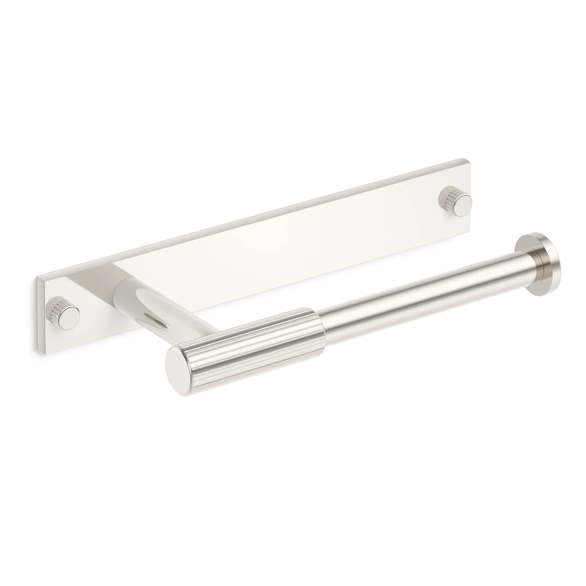 Armac Martin MIX Straight Knurled Toilet Roll Holder & Backplate in 232mm / Polished Nickel Plate
