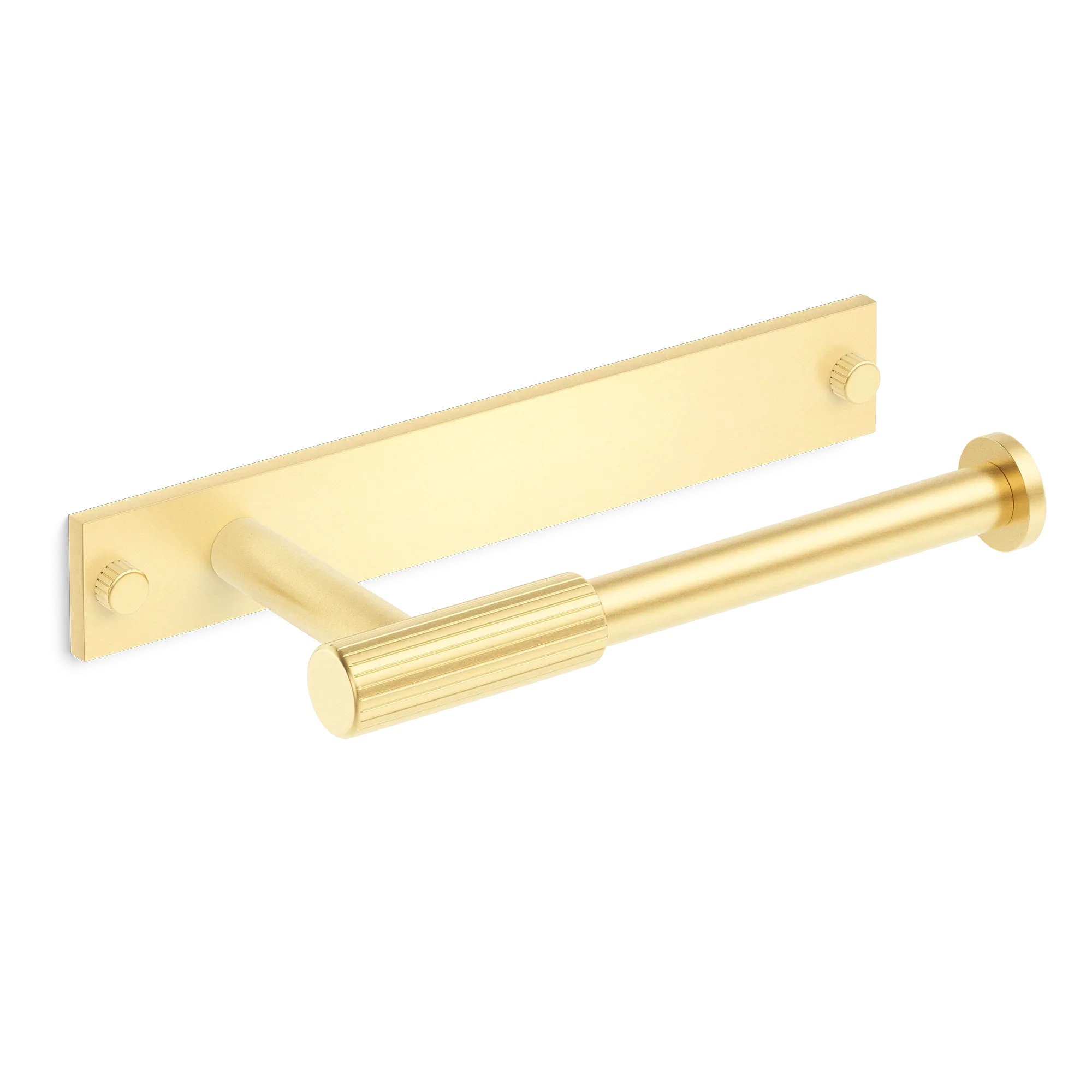 Armac Martin MIX Straight Knurled Toilet Roll Holder & Backplate in 232mm / Satin Brass Satin Lacquered
