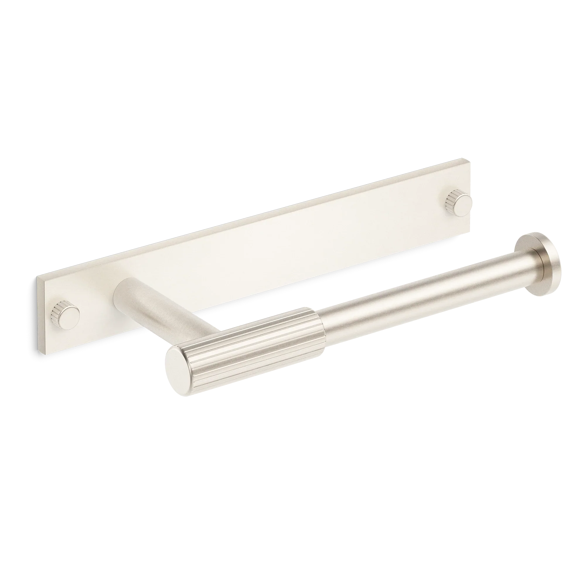 Armac Martin MIX Straight Knurled Toilet Roll Holder & Backplate in 232mm / Satin Nickel Plate