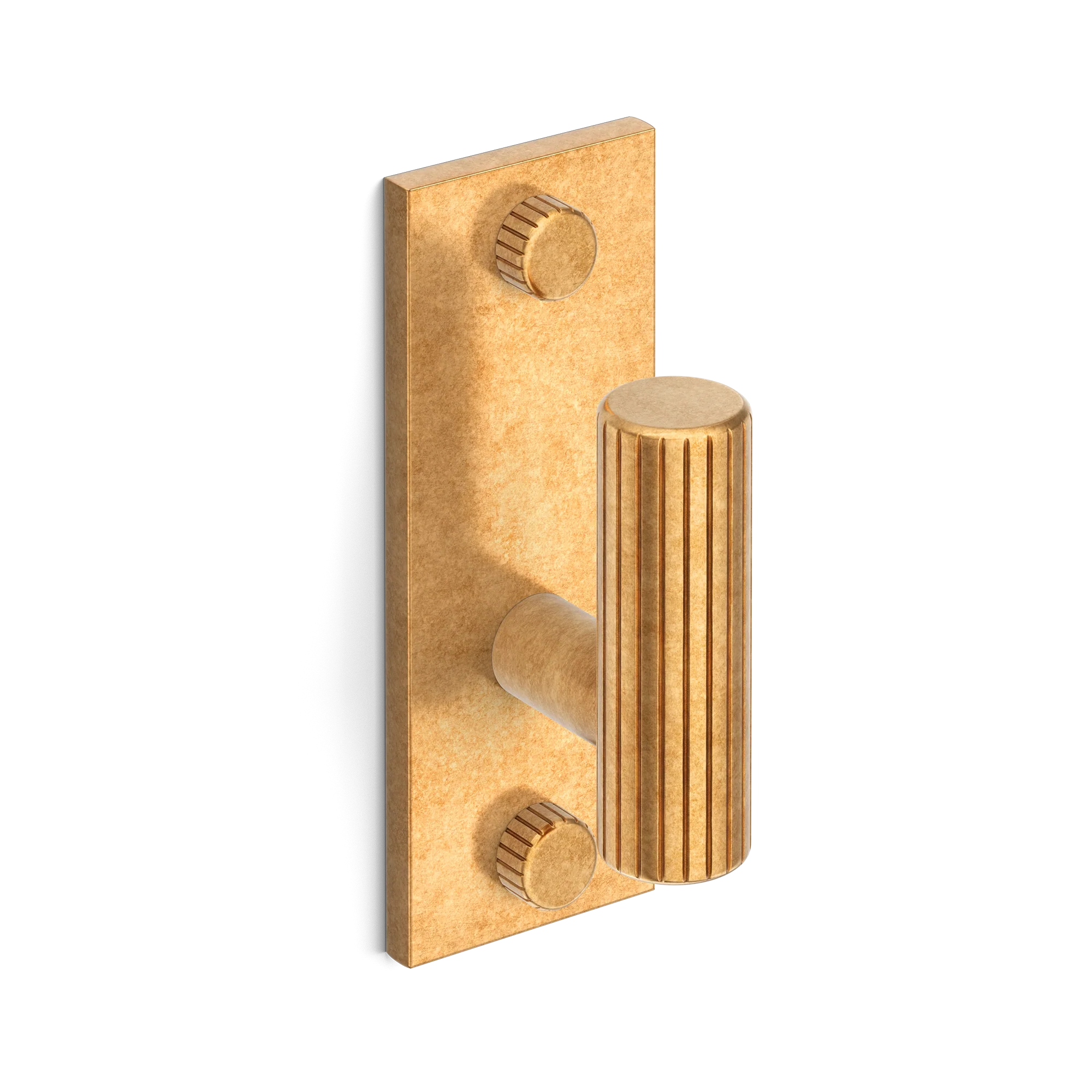 Armac Martin MIX Straight Knurled Single Vertical Wall Hook in 84mm / Burnished Brass