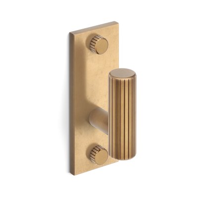 Armac Martin MIX Straight Knurled Single Vertical Wall Hook in 84mm / Fine English Antique