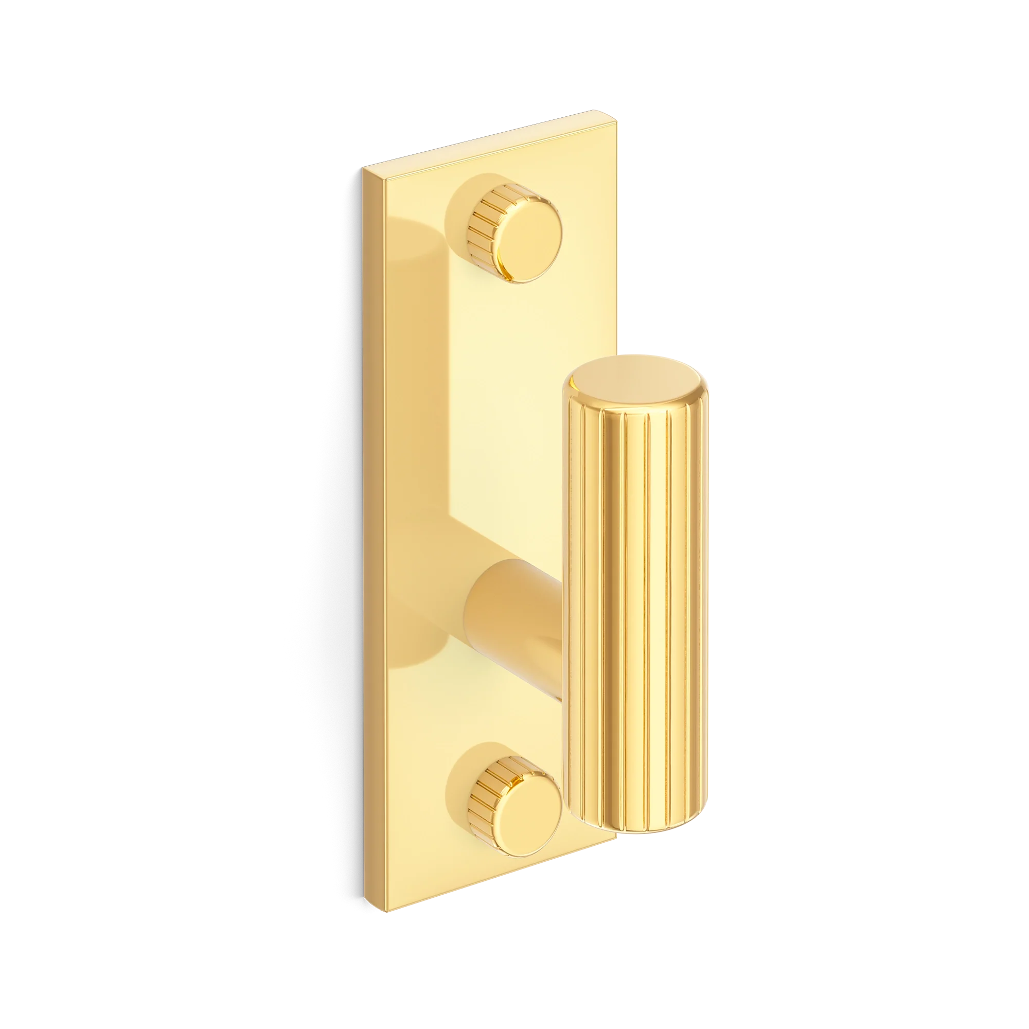 Armac Martin MIX Straight Knurled Single Vertical Wall Hook in 84mm / Polished Brass Lacquered