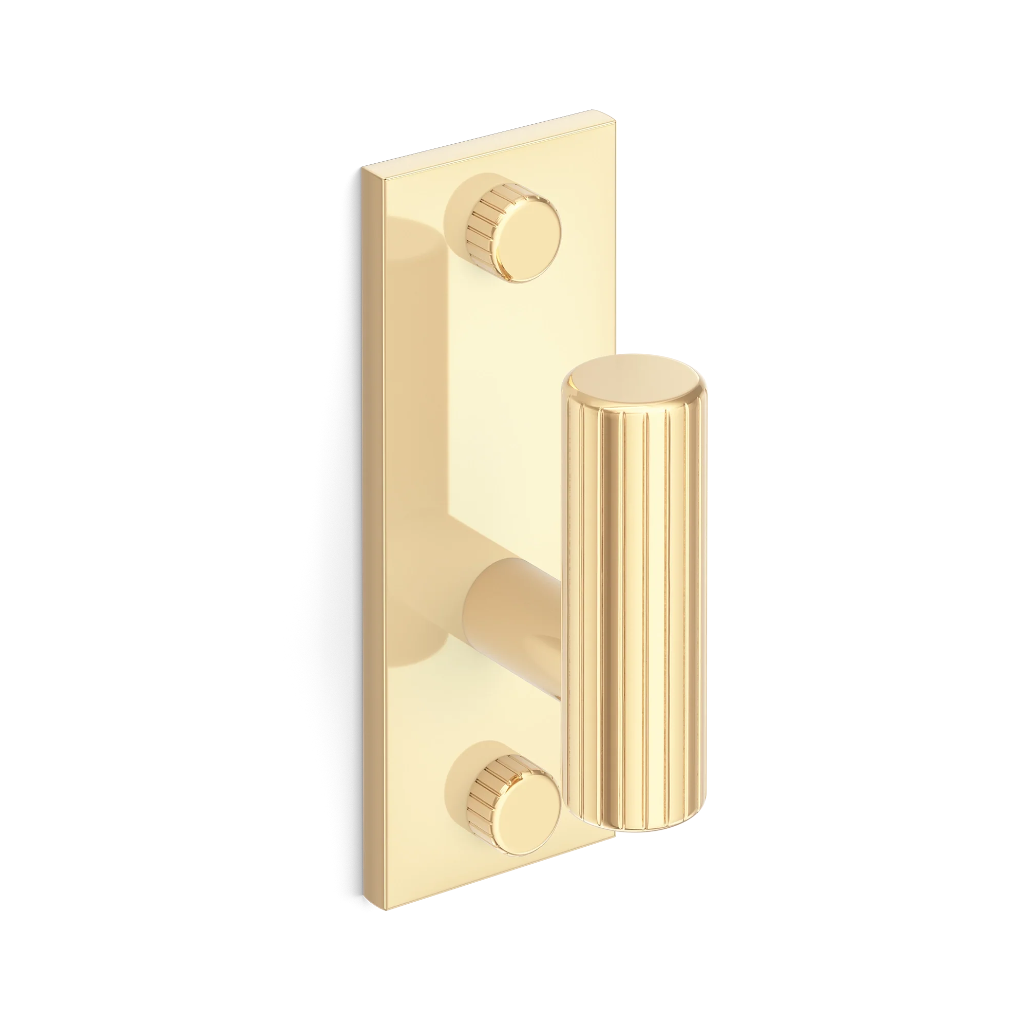 Armac Martin MIX Straight Knurled Single Vertical Wall Hook in 84mm / Polished Brass Unlacquered