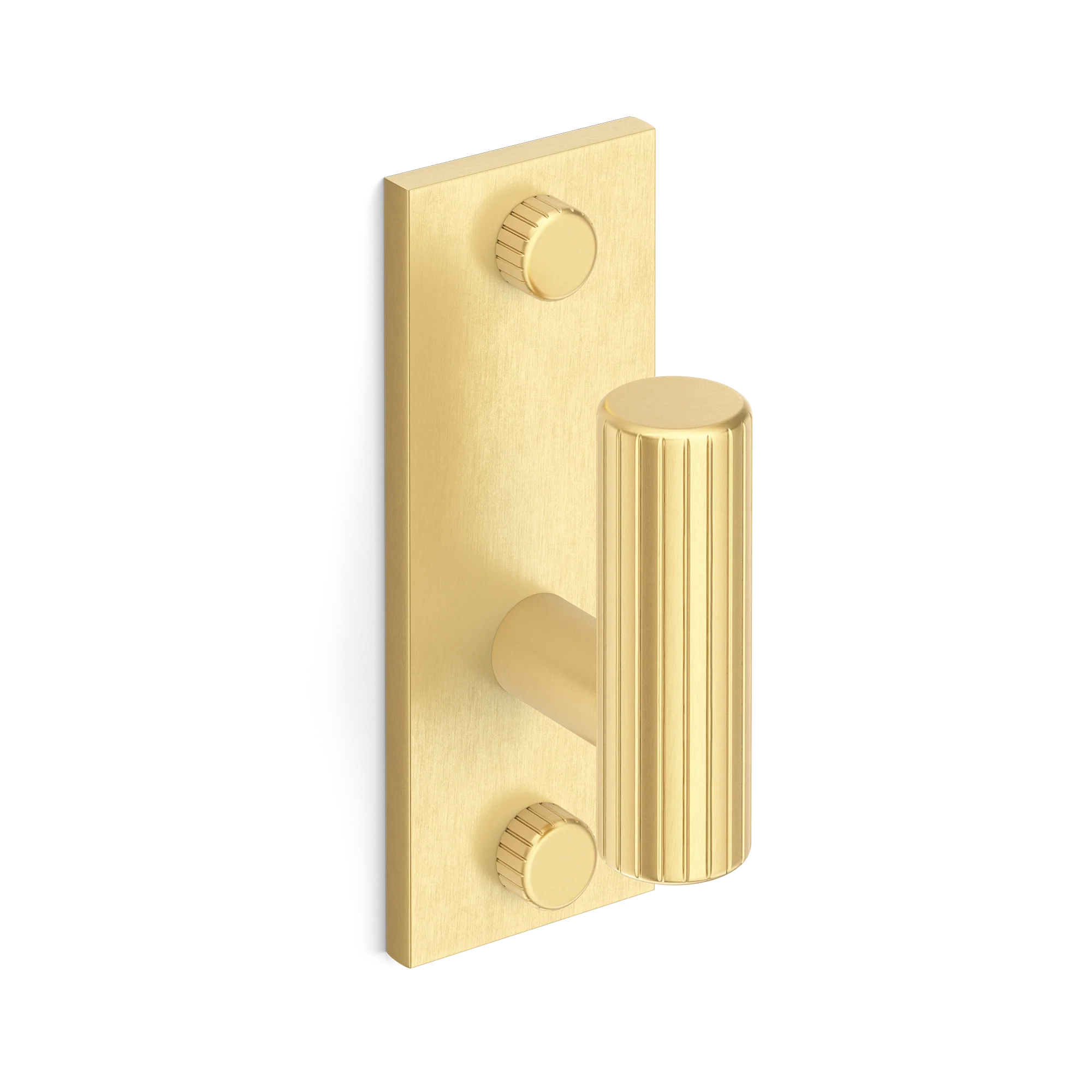 Armac Martin MIX Straight Knurled Single Vertical Wall Hook in 84mm / Satin Brass Satin Lacquered