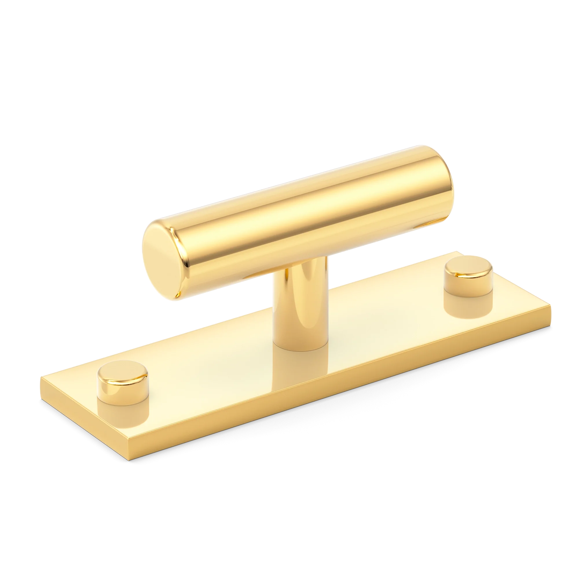 Armac Martin MIX Plain T-bar Handle & Backplate in 65mm / Polished Brass Lacquered