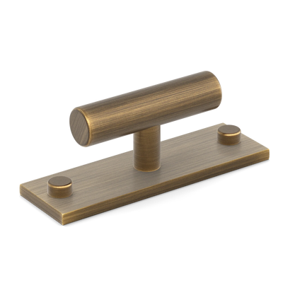 Armac Martin MIX Plain T-bar Handle & Backplate in 65mm / Satin Antique Satin Lacquered