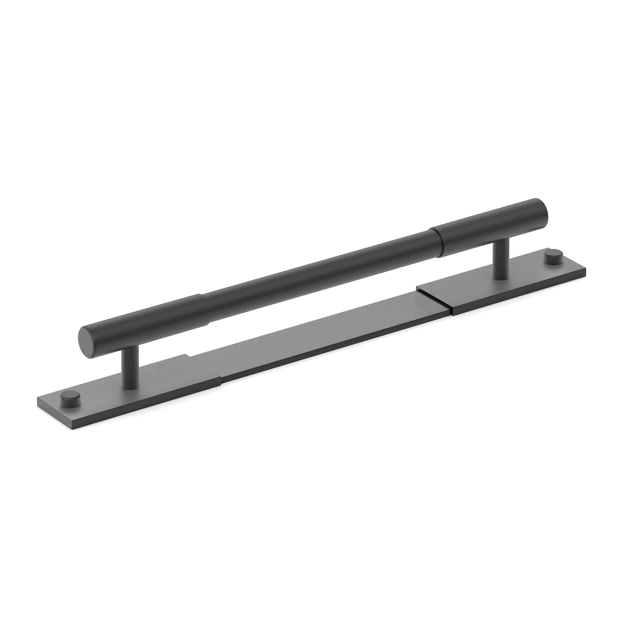 Armac Martin MIX Plain Cabinet Handle & Backplate in 128mm / Matt Black Lacquered