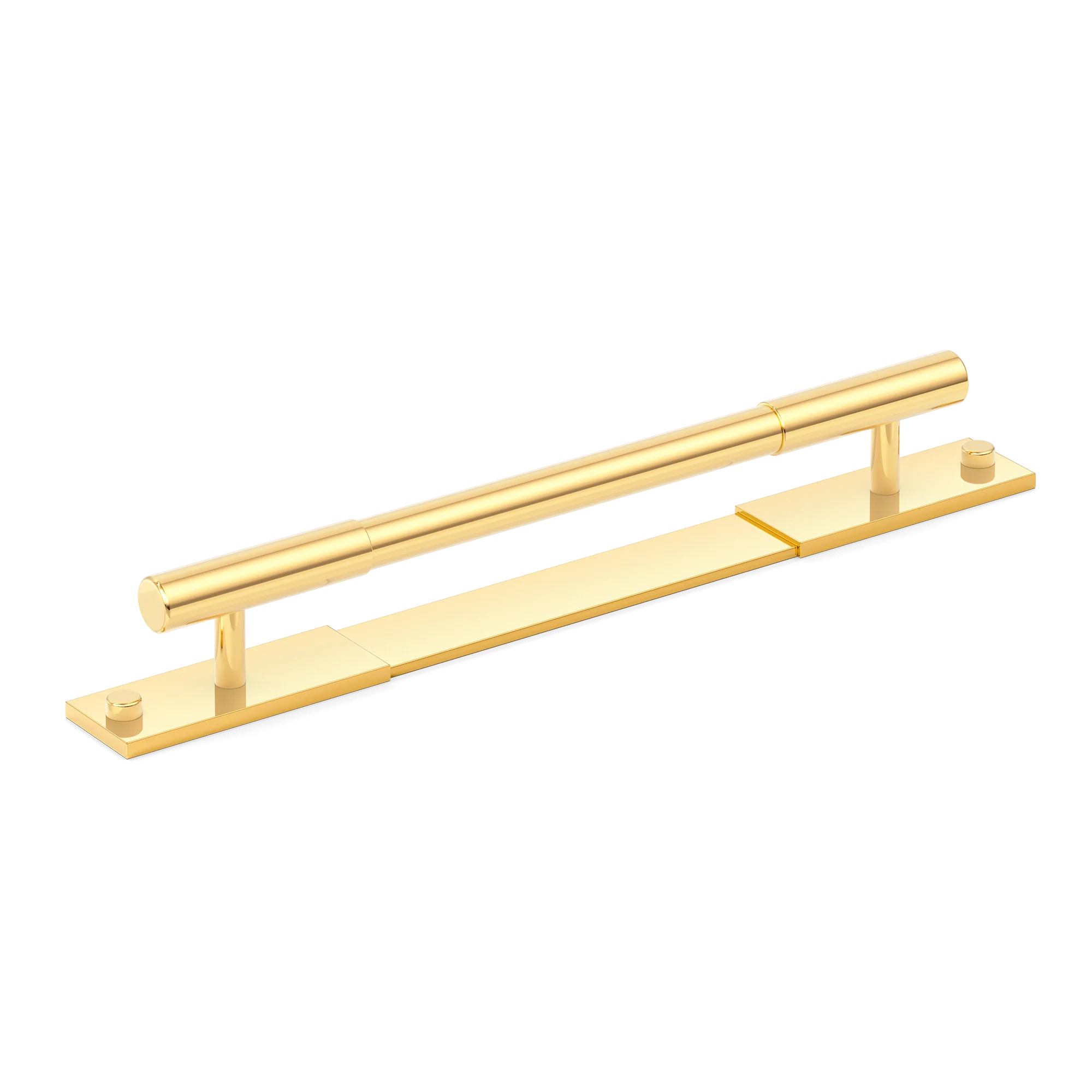 Armac Martin MIX Plain Cabinet Handle & Backplate in 128mm / Polished Brass Lacquered