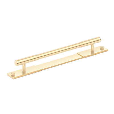 Armac Martin MIX Plain Cabinet Handle & Backplate in 128mm / Polished Brass Unlacquered