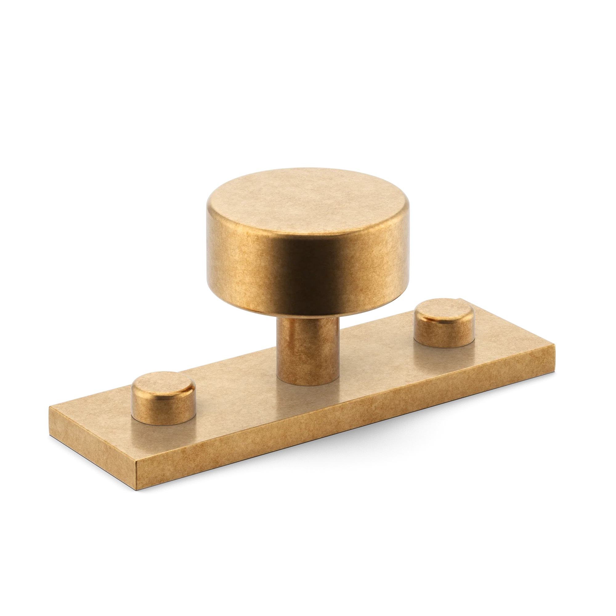 Armac Martin MIX Plain Cabinet Knob & Backplate in 54mm / Burnished Brass