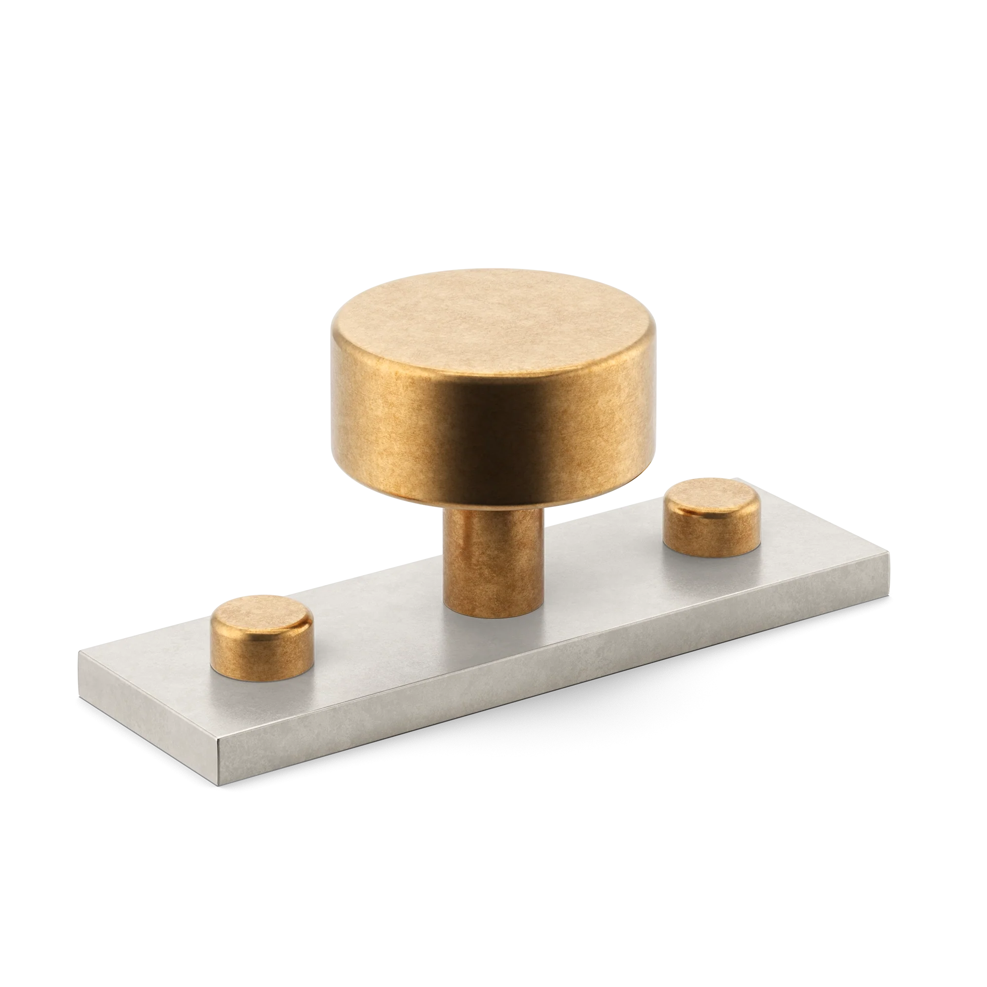 Armac Martin MIX Plain Cabinet Knob & Backplate - Mixed Finish in 54mm