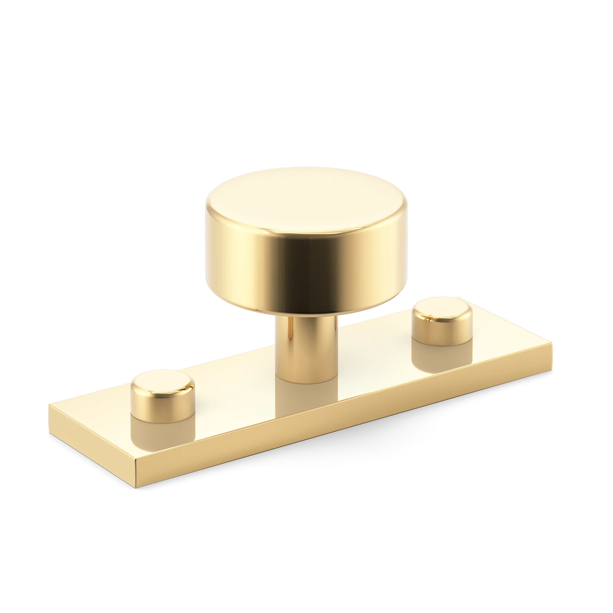 Armac Martin MIX Plain Cabinet Knob & Backplate in 54mm / Polished Brass Unlacquered