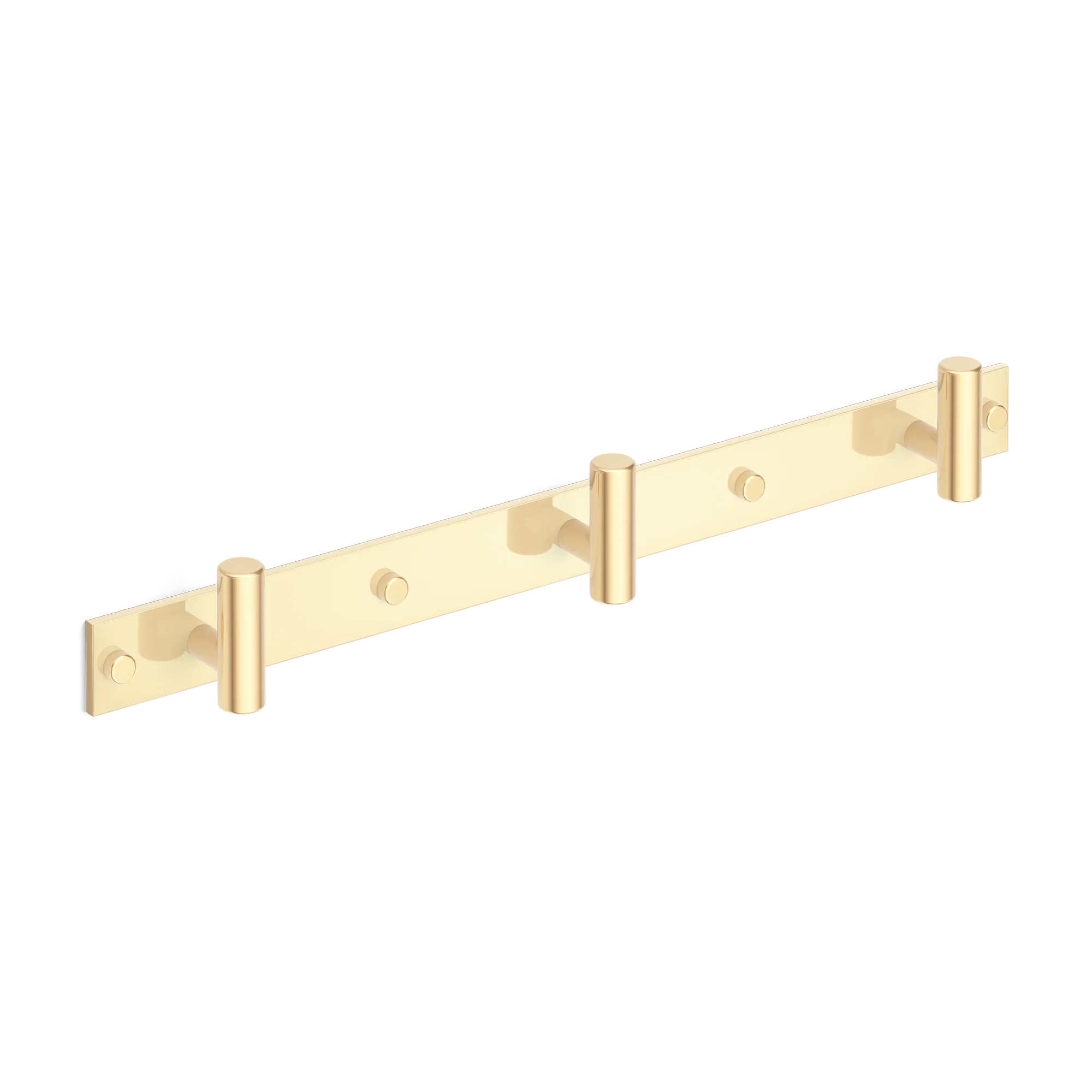 Armac Martin MIX Plain Wall Hook Rack in 384mm (3 hooks) / Polished Brass Unlacquered