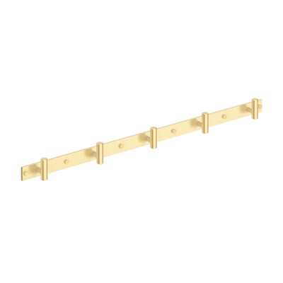 Armac Martin MIX Plain Wall Hook Rack in 684mm (5 hooks) / Satin Brass Unlacquered