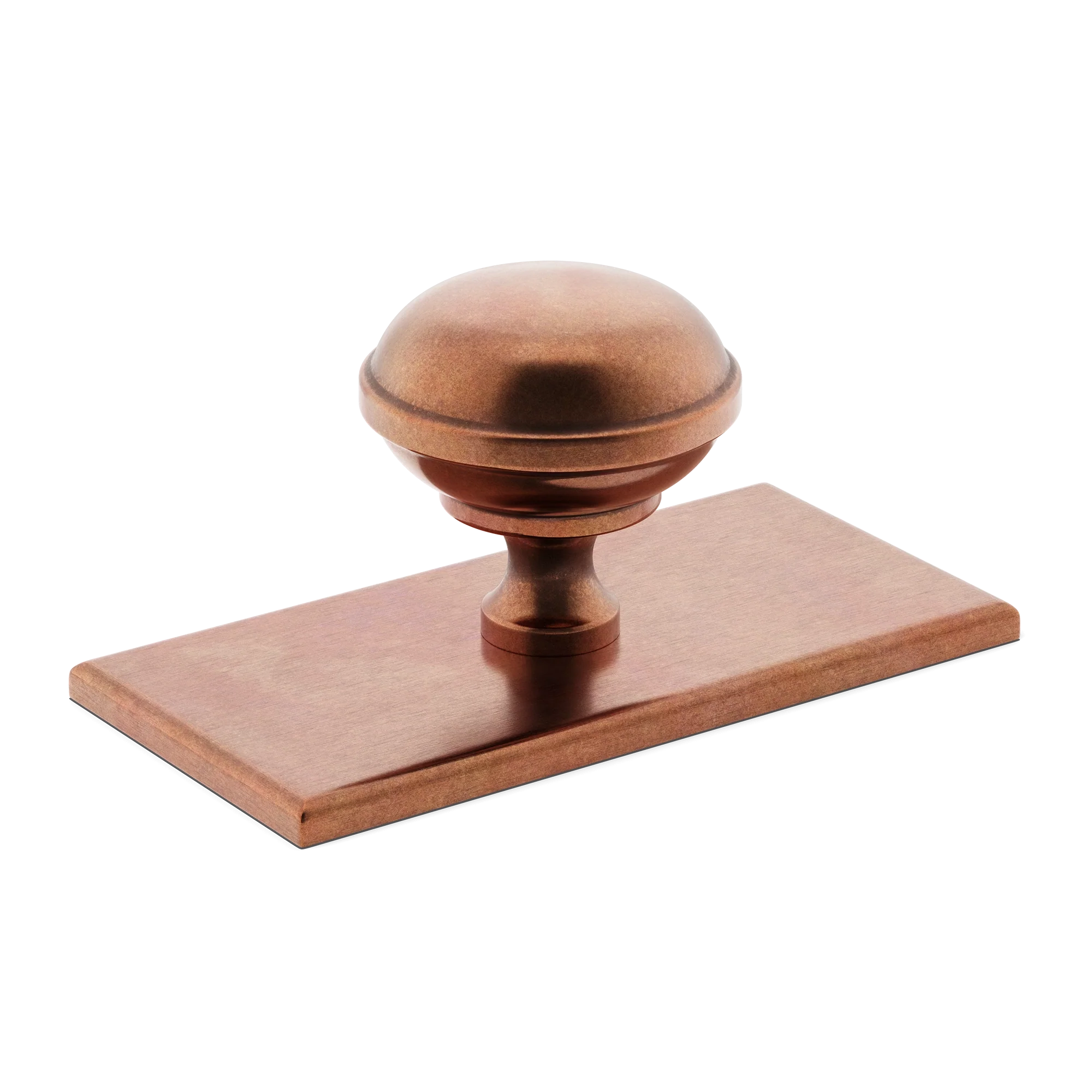 Armac Martin Queslett Cabinet Knob with Rectangular Backplate in 28mm / Aged Copper