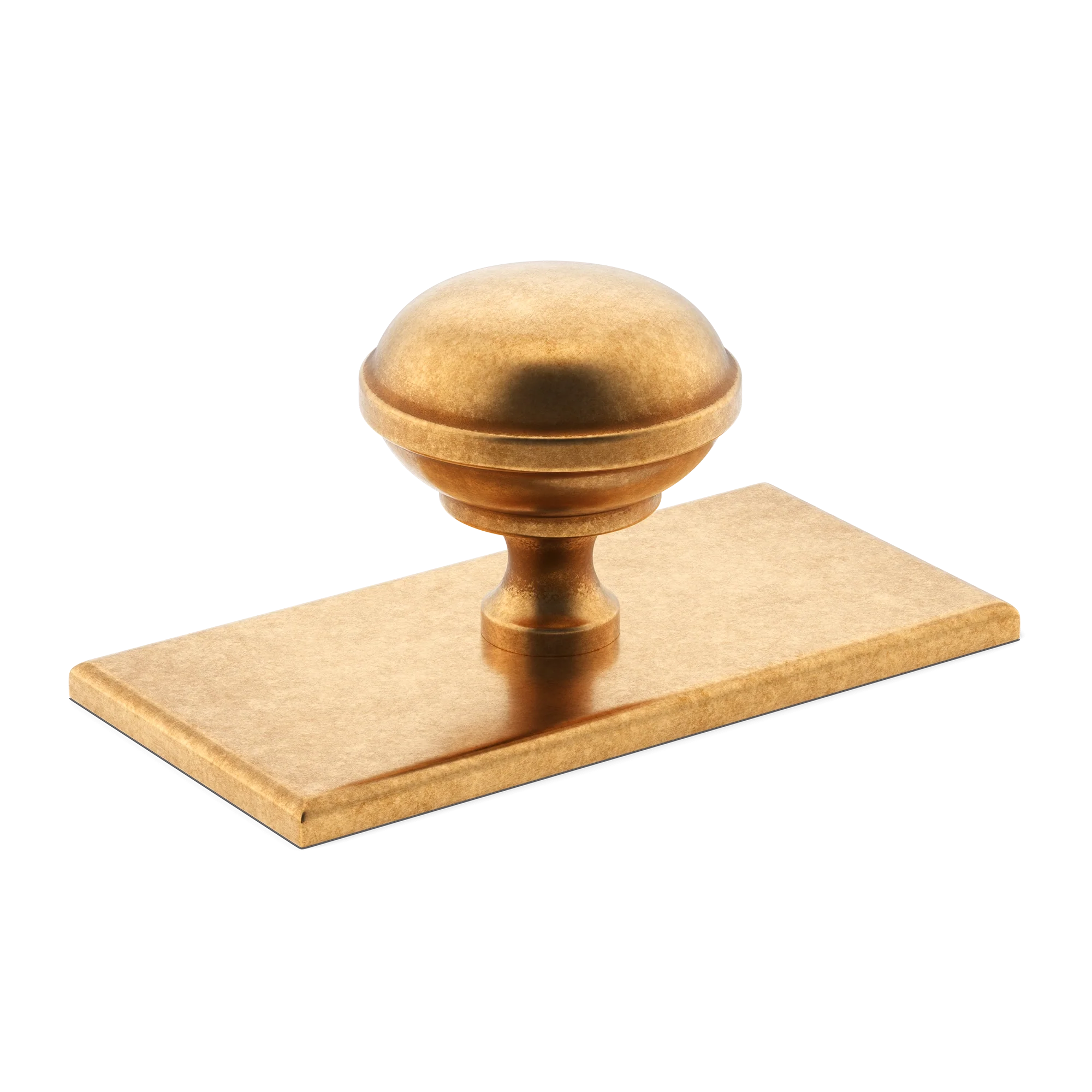 Armac Martin Queslett Cabinet Knob with Rectangular Backplate in 28mm / Burnished Brass