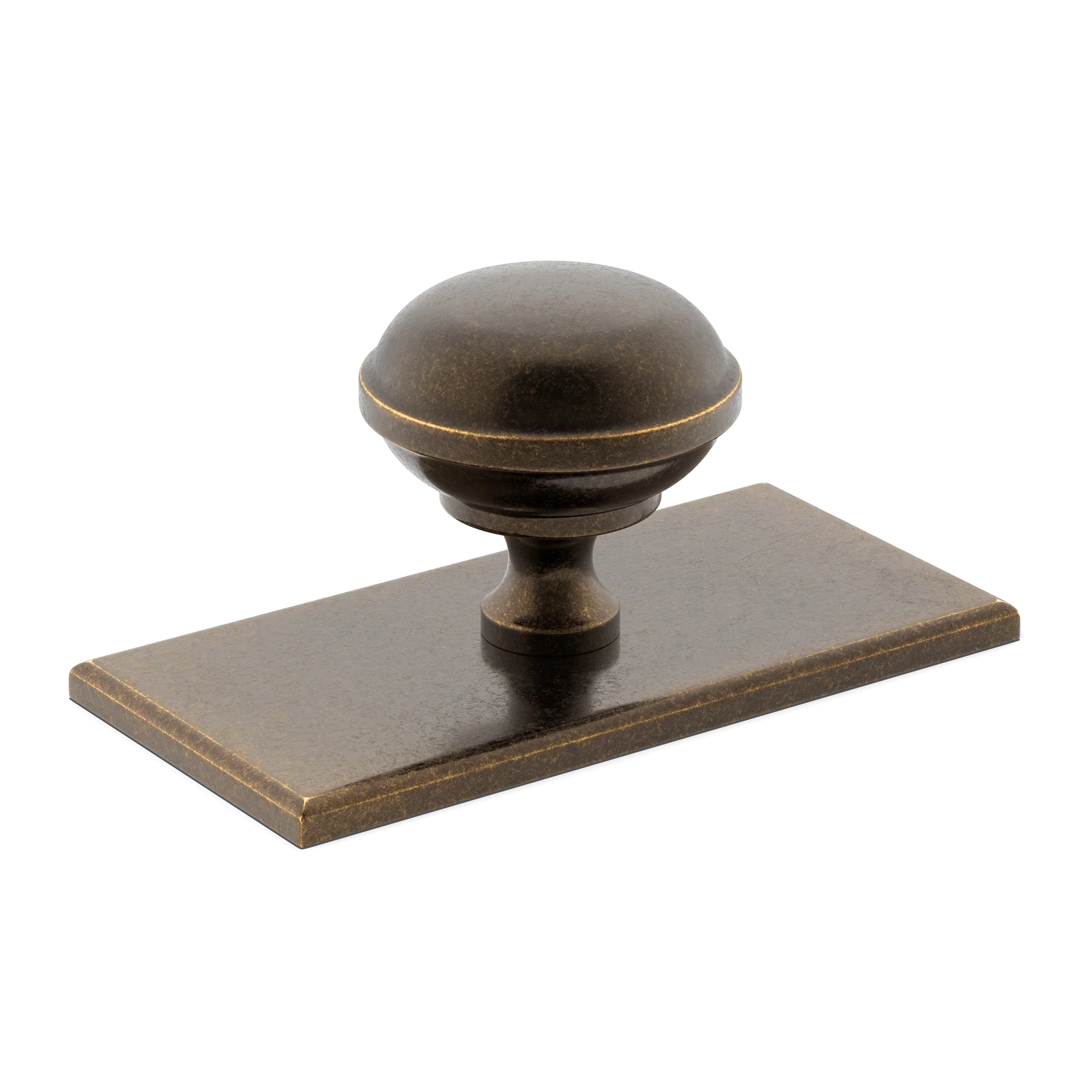 Armac Martin Queslett Cabinet Knob with Rectangular Backplate in 28mm / Dark Aged Brass