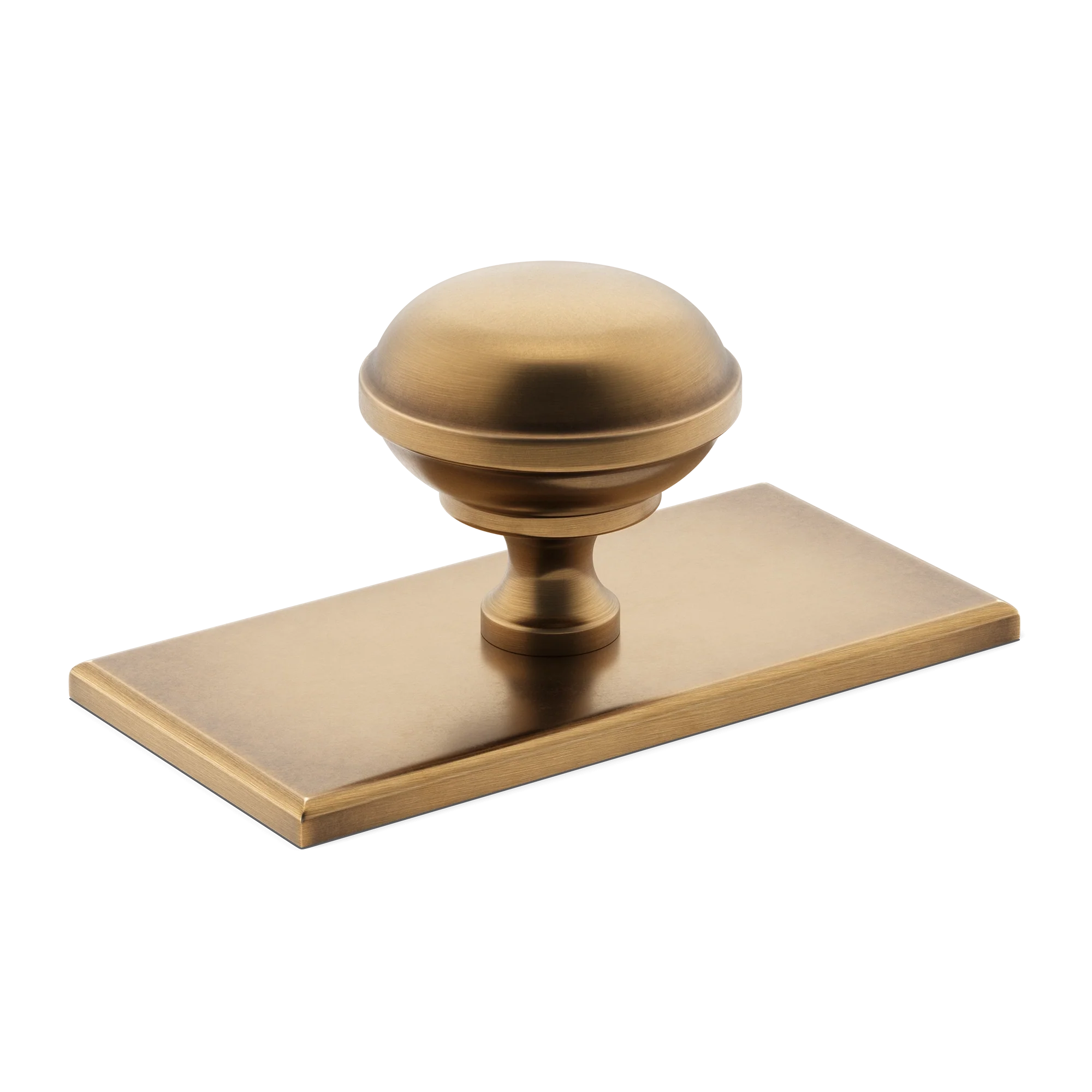 Armac Martin Queslett Cabinet Knob with Rectangular Backplate in 28mm / Fine English Antique