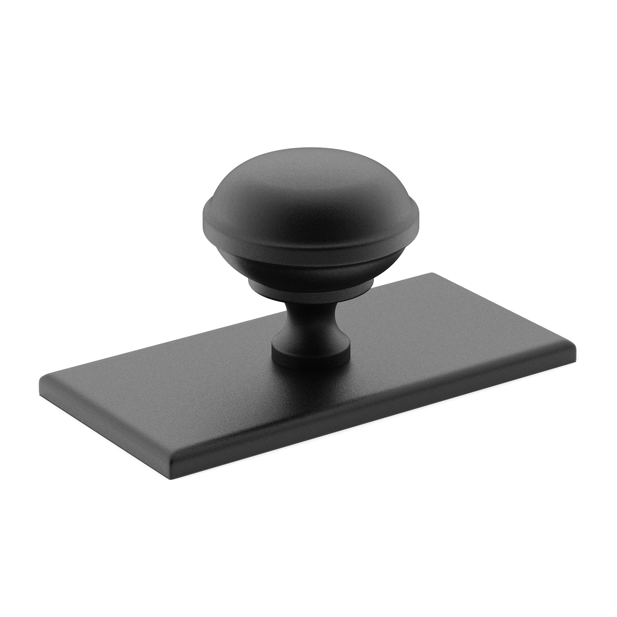 Armac Martin Queslett Cabinet Knob with Rectangular Backplate in 28mm / Matt Black Lacquered