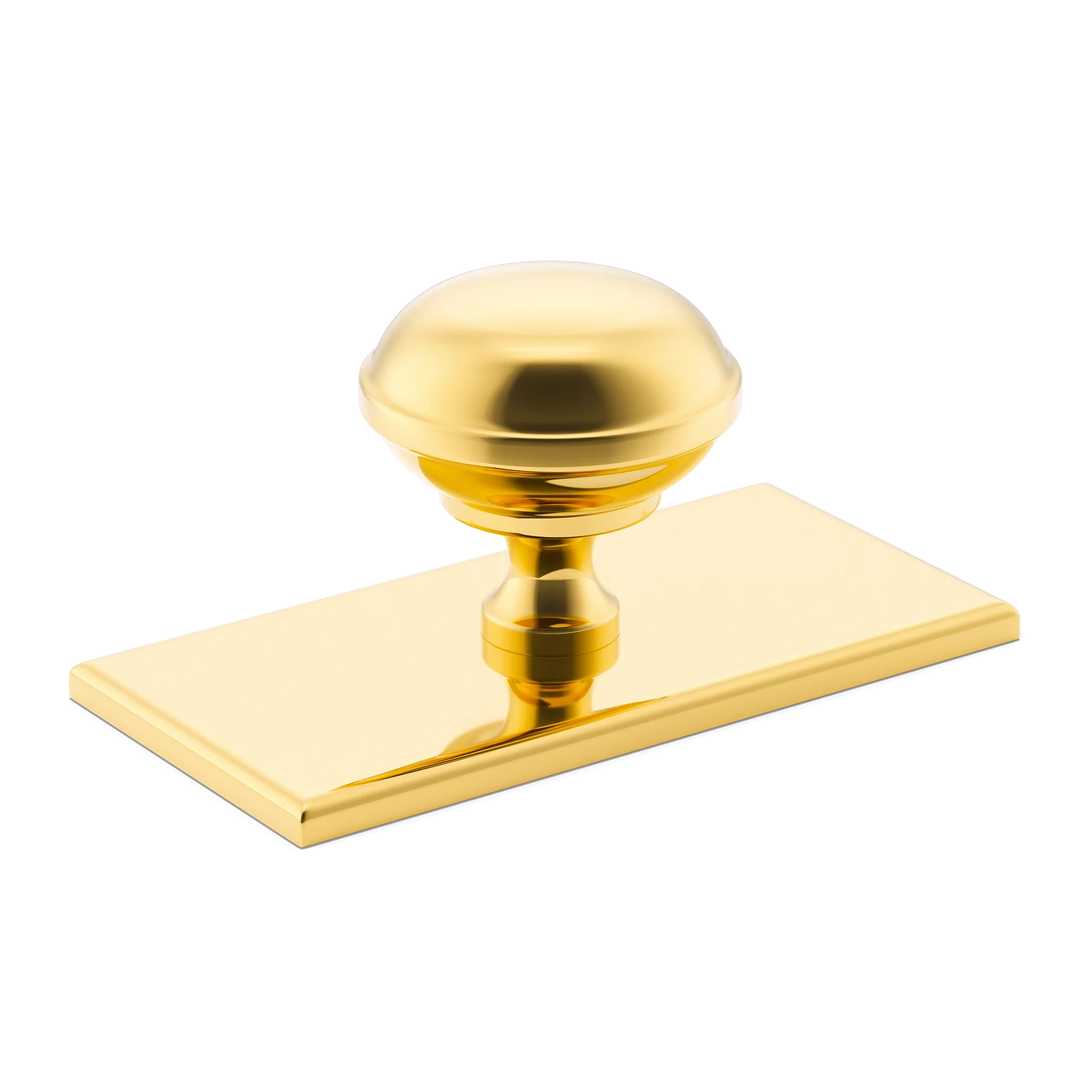 Armac Martin Queslett Cabinet Knob with Rectangular Backplate in 28mm / Polished Brass Lacquered