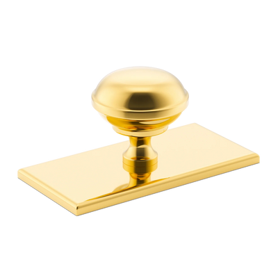 Armac Martin Queslett Cabinet Knob with Rectangular Backplate in 28mm / Polished Brass Lacquered