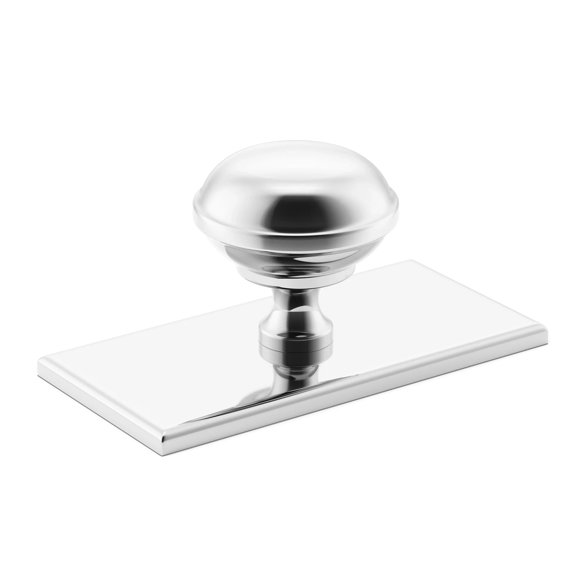 Armac Martin Queslett Cabinet Knob with Rectangular Backplate in 28mm / Polished Chrome Plate
