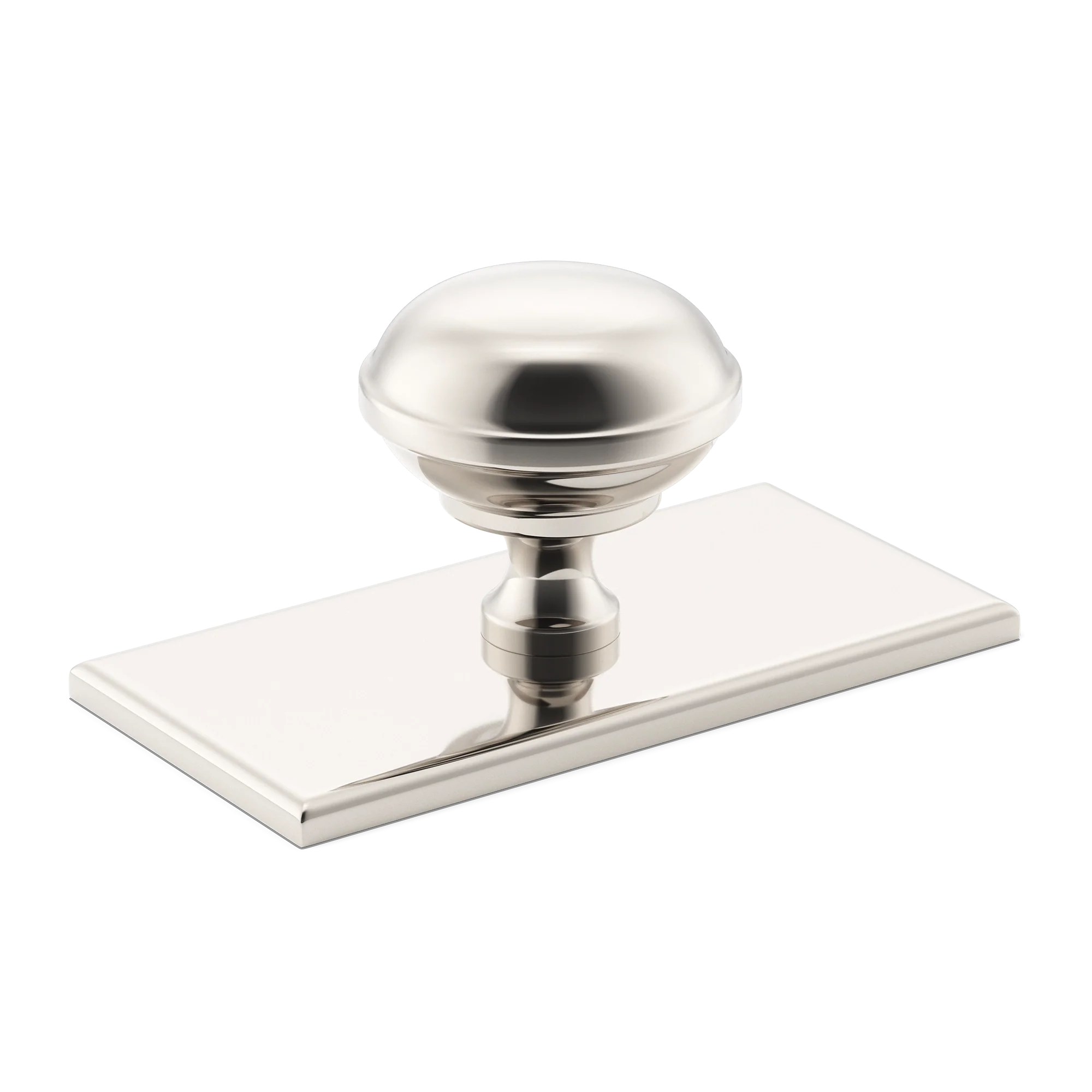 Armac Martin Queslett Cabinet Knob with Rectangular Backplate in 28mm / Polished Nickel Plate