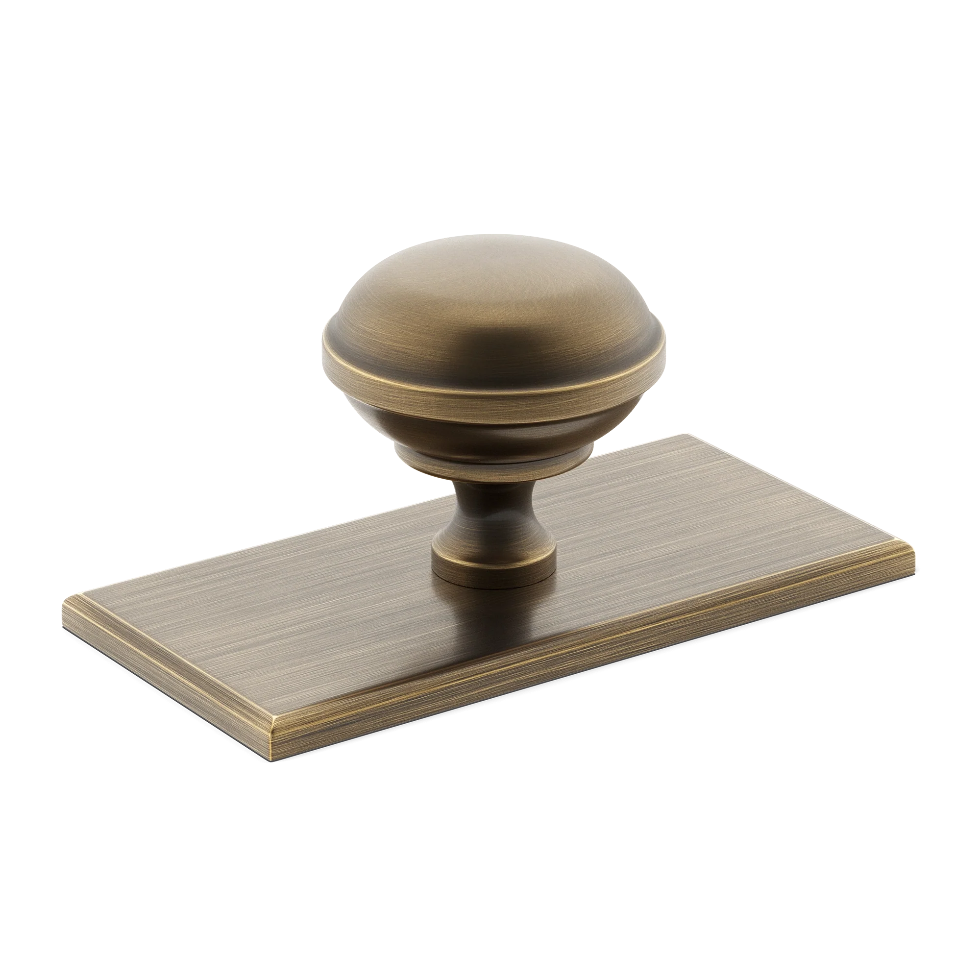 Armac Martin Queslett Cabinet Knob with Rectangular Backplate in 28mm / Satin Antique Satin Lacquered