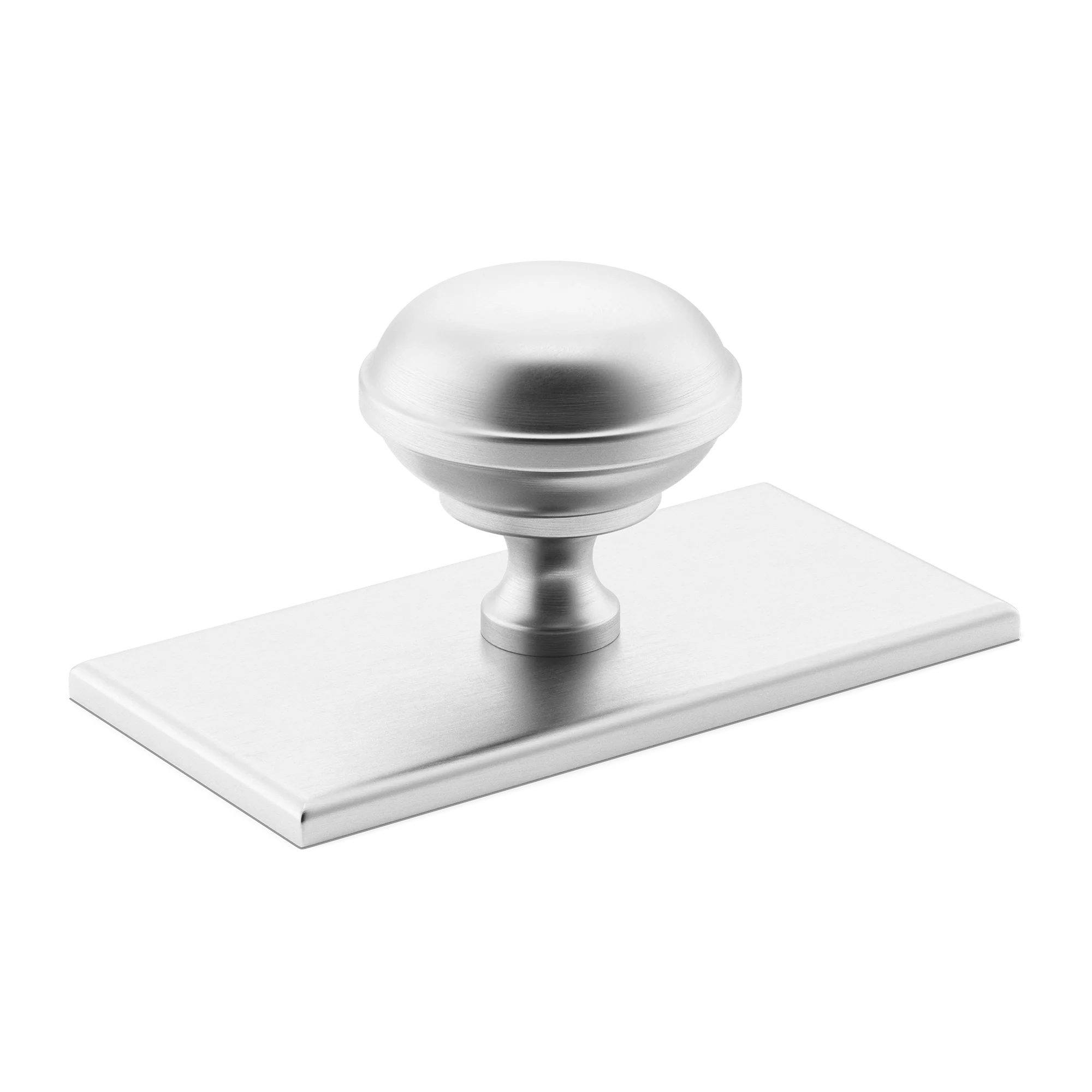 Armac Martin Queslett Cabinet Knob with Rectangular Backplate in 28mm / Satin Chrome Plate